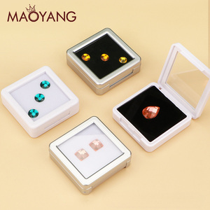 Caja de Embalaje Personalizada para Joyería, Caja de Exhibición para Diamantes y Piedras Preciosas, Caja de Almacenamiento para Piedras Preciosas con Tapa Abatible y Cubierta de Vidrio Transparente - Product Image 6