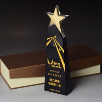 Plaque de prix ADL en cristal noir étoile en métal poli Trophées d'affaires et récompenses de reconnaissance Style Feng Shui pour le thème sportif