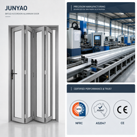 Porte accordéon pliante en aluminium JUNYAO Factory AS2047 NFRC à rupture de pont thermique PA66, double vitrage trempé insonorisé pour balcon et villa