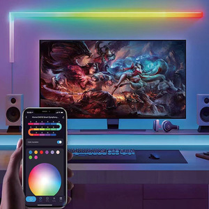 POPLOR Wall Led Light Strip <b>RGB</b> App <b>Control</b> Dimmable Multicolor Plastic Surface Mounted Modern Design - Product Image 2