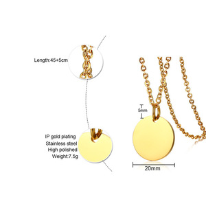 인기 디자인 도매 디스크 심플 디자인 사우디 18K PVD 골드 체인 쥬얼리 맞춤 이니셜 여성 참 네크리스 - Product Image 5