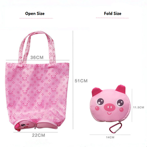 Sac fourre-tout pliable en tissu Oxford écologique, motif animal de dessin animé, personnalisable, avec poignées en corde, mignon et élégant, fabriqué au Vietnam - Product Image 2