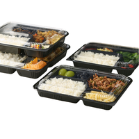 Boîte à lunch jetable carrée en PP pour emporter les aliments, compatible micro-ondes, avec couvercle, emballage alimentaire pour restaurant de nouilles