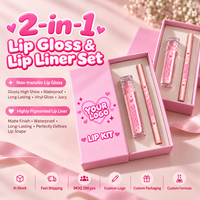 Ensemble de gloss et crayon à lèvres vegan hydratant longue tenue waterproof, marque privée