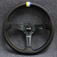 Volant de voiture universel à dégagement rapide de style JDM en cuir véritable et daim, 14 pouces, GReddy édition limitée, concave, sport, 3 branches