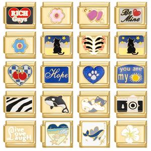 <span class=keywords><strong>Charm</strong></span> Italiani di Alta Qualità in Acciaio Inossidabile Placcato Oro 18K, Serie Cuore con Frasi, per Bracciali <span class=keywords><strong>Charm</strong></span> Italiani - Product Image 2