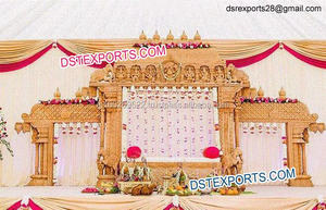 Mandap en bois sculpté pour mariage exclusif, Sydney, magnifique mandap en bois pour mariage indien, mandap en bois unique pour mariage Rajwada, Canada - Product Image 5