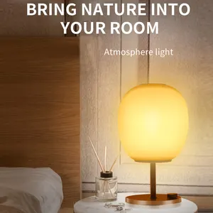 30/60/90 dakika zamanlayıcı LED atmosfer ışığı yatak odası RGBW renkli Modern LED masa lambası mavi diş müzik çalar