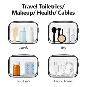 Paquete de 3 Bolsas de Maquillaje Transparentes Medianas para Viaje, Bolsa Compatible con Aerolíneas y Aeropuertos - Product Image 2