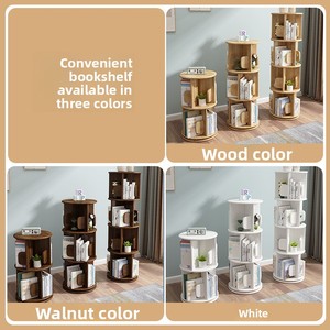 Solid Wood Bookshelf for Home <strong>Library</strong> 360&deg; Rotating Simple Modern Floor-standing Storage Rack for <strong>Bedroom</strong> Children's Room - Product Image 2