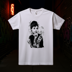 Camiseta Audrey Tattoo Art blanca unisex promocional - Product Image 3