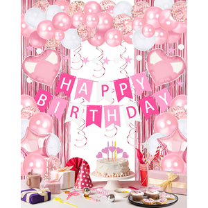 Décoration de fête d'<span class=keywords><strong>anniversaire</strong></span> dorée : Bannière, rideau de fond, confettis en papier en forme de cœur et étoiles, et guirlandes en latex - Product Image 3