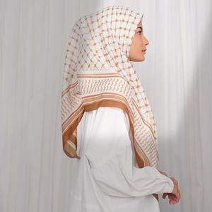 CCY 2024 été mousseline de soie imprimé Palestine tête écharpe Keffiyeh islamique femmes Shemagh arabe carré Hijab 115cm - Product Image 4