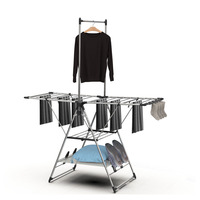 Séchoir à linge ajustable en acier inoxydable, grand espace de séchage de 14m, pour le rangement des chaussures, des chaussettes et des vêtements