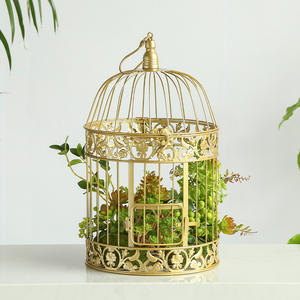 Cage à oiseaux décorative dorée, ornements, en fer, pour mariage, modèle de photographie, maison souple, décoration - Product Image 4