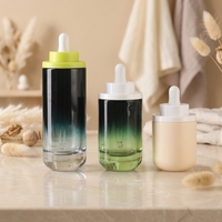 Flacon en verre rond de luxe rechargeable de 30 ml, 60 ml, 100 ml à fond épais pour huile de croissance capillaire, sérum, compte-gouttes, pot cosmétique