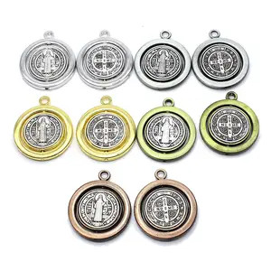 benedictineメダル Suppliers-保護のための宗教的なメダル聖ベネディクトアンティーク銅聖ベネディクトペダントお守り