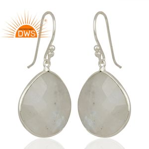 Wholesale Sterling Fine Silver Earring Designer Rainbow Moonstone Earring Gemstone Hook Earrings Jewelry Supplier - Product Image 2