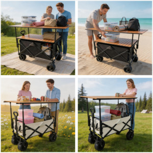 4-Wheel Adjustable Height Folding Table for <b>Camping</b> Picnic Outdoor Use-200kg Load-Bearing <b>Storage</b> - Product Image 2