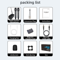 Microphone sans fil numérique UHF LS05, lot de 2 avec station de charge, charge rapide magnétique, alimentation externe USB pour karaoké