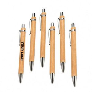 Stylo à bille en bambou avec logo imprimé Wsy145, gravure au laser sur bois, stylos écologiques avec clip métallique, cadeaux promotionnels personnalisés - Product Image 1