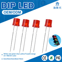 Ampoule LED plate diffuse HLX 3mm à lentille multicolore blanc chaud, à trou traversant, puissance max. 10W, vente en gros usine