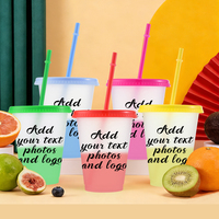 Gobelets en plastique personnalisés anti-fuite de 16 oz, changeant de couleur, avec logo personnalisé, ornement de Noël, sans BPA, pour boissons froides