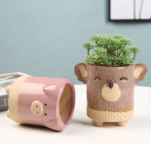 Pot de fleurs minimaliste unique en porcelaine faite à la main, motif animal de dessin animé, finition émaillée, trou de drainage, <span class=keywords><strong>sur</strong></span> <span class=keywords><strong>pied</strong></span>, pour <span class=keywords><strong>intérieur</strong></span> - Product Image 6
