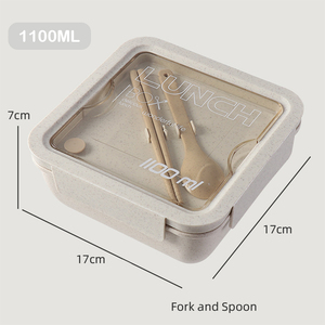 Bộ hộp cơm trưa bằng rơm lúa mì sinh học phân hủy được, dùng để đựng đồ ăn nhẹ, dành cho trẻ em, học sinh nữ. - Product Image 3