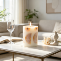 Bougie pilier LED décorative à fleurs séchées incrustées, sans flamme, scintillante, pour la maison, les mariages, la décoration de table, parfumée en option