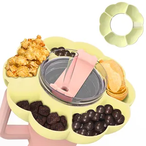 2024 New Reusable Food Grade Silicone Snack Tray Bowl Compatible With Stanley Cup Quencher 1.0/2.0 40 Oz Tumbler With Handle