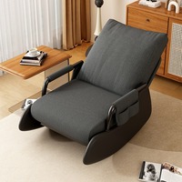 Fauteuil inclinable pliable réglable en tissu doux avec poche latérale pour chambre et salon