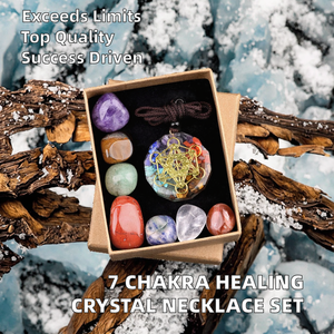 Juego de Collares con Colgante de Resina y Piedras Curativas de 7 Chakras, Pulido, Ecológico, Cristal Natural, Energía Curativa, Venta al Por Mayor - Product Image 2