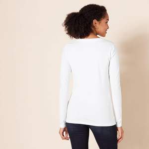 T-<span class=keywords><strong>shirt</strong></span> à col rond décontracté à manches longues pour femmes avec motif solide en tailles régulières et plus pour l'été - Product Image 3