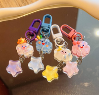 Porte-clés personnalisable en forme de nuage mignon, pendentif nuage pentagramme kawaii pour fille, porte-clés en acrylique