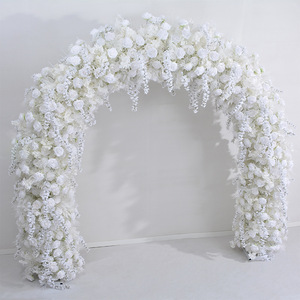 Arco de flores artificiales de lujo en forma de U, arco de flores de aliento de bebé, arco de flores rosas de seda, telón de fondo para decoración de boda - Product Image 3