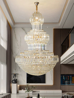 Lustre de plafond pour hall d'hôtel Villa Foyer, grand lustre en cristal doré de luxe, style européen, luminaire suspendu de luxe