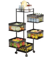 Chariot de stockage de cuisine robuste en métal support rotatif de légumes fruits avec roues