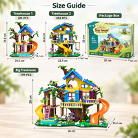Ensemble de blocs de construction 2-en-1 pour maison dans les arbres, 799 pièces, jouet de construction pour enfants avec toboggan, balançoire et balcon, cadeau éducatif créatif STEM
