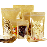Pochette en papier kraft biodégradable de qualité alimentaire avec emballage à fenêtre transparente thermoscellé