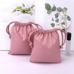 Sac de rangement en cuir PU imperméable pour téléphone portable, écouteurs et lunettes, pochette en cuir de luxe avec cordon de serrage - Product Image 1