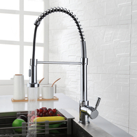 Grifo de cocina negro de sobremesa con mezclador, rotación de 360 grados, rociador de chorro, grifos de agua fría y caliente para fregadero de cocina, grifo de fregadero de agua fría