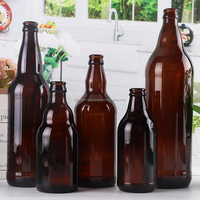 Bouteilles de bière en verre ambré foncé de grand volume 620 ml/650 ml/1000 ml pour l'emballage de la bière, bouteilles de boissons avec couvercles