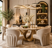 Canapé modulaire de luxe en forme de L, canapé-lit de style villa italienne pour la maison, projet de villa, design d'intérieur avec ensemble de table à manger