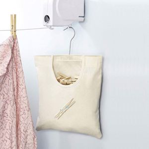 Bông vải kẹp quần áo Túi Treo Quần Áo Pin PEG chủ lưu trữ túi tự nhiên có thể gập lại biểu tượng tùy chỉnh vuông mỹ phong cách - Product Image 4