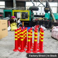Poteau de signalisation routière flexible de 75 cm avec rebond, borne de sécurité réfléchissante à 3 bandes en PU de 30 pouces, colonne de stationnement routière de milieu de gamme
