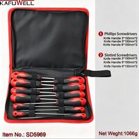 KAFUWELL SD5968 Ensemble de 6 tournevis plats et cruciformes à poignée antidérapante avec acier S2, personnalisable OEM