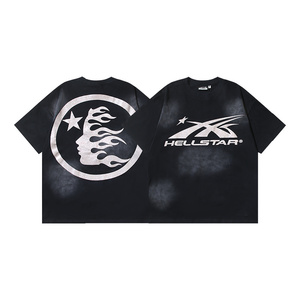 Helltar Retro Washed Tie-Dye Flame Print Tee <b>Men</b> Hip Hop Street Fashion Casual Daily Short Sleeve Top - Product Image 4