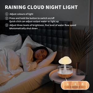 White Noise <b>Humidifier</b> with Rainbow Mushroom Cloud Raindrops USB-Powered Aromatherapy Sleep Night Light for Home and Hotels - Product Image 4