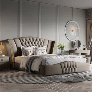 Muebles de dormitorio italianos de diseño de lujo, cama king size, moderna, doble, popular, 2021